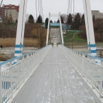 Пешеходный мост через Азовку, Современные, Профессиональные, Достопримечательности, Осень, День, Пасмурно, Цветные