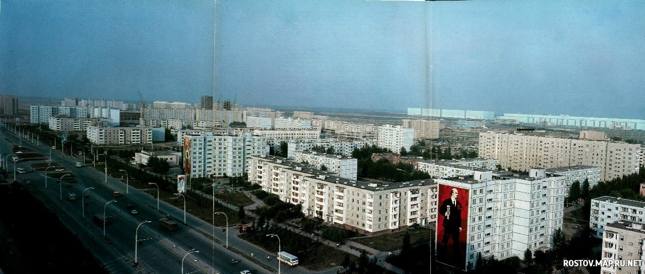 Волгодонск, 1987 год, История, Черно-белые, Панорамные, С высоты, Цветные