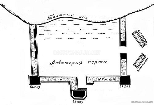 Таганрогская гавань, 1704 год, История, Черно-белые, Карта