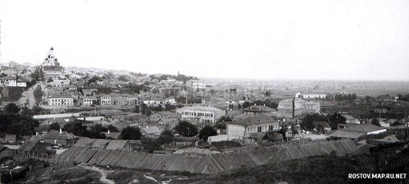 Ростов-на-Дону, Вид на город  с запада, со склонов Темерницкой балки. 1901 год, История, Черно-белые, Панорамные